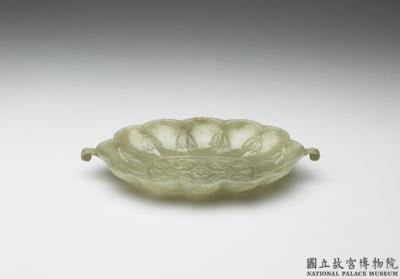 图片[2]-Jade flower-shaped plate with two leaf handles, Mughal Empire-China Archive